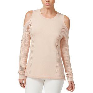 BAR III Pink Perforated Cut Out Long SleeveTop XS